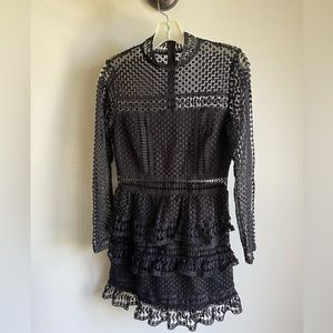 Aqua lace black dress